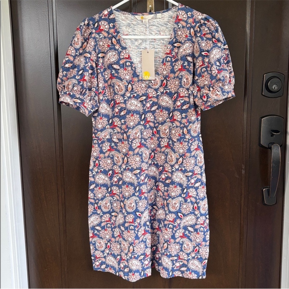 NWT Boden Paisley Floral Puff Sleeve Dress Size 6